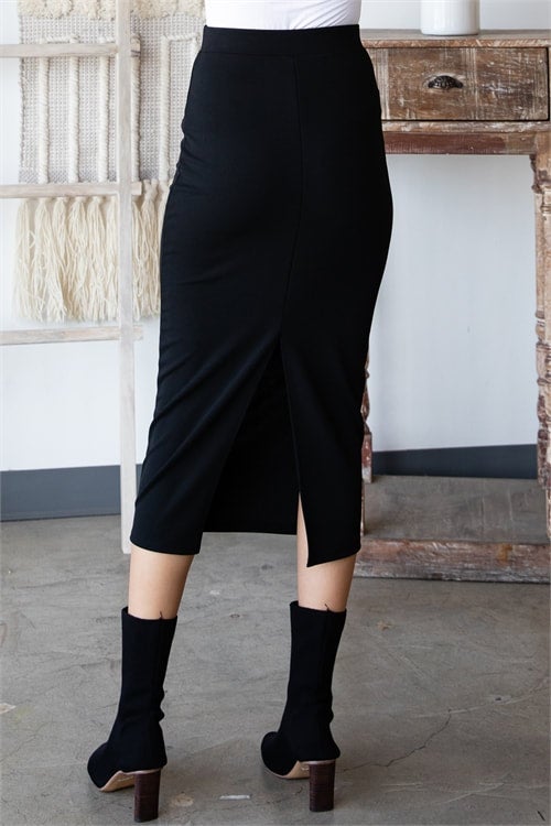 JUNIORS BLACK SOLID MIDI PENCIL SKIRT Sizes S M L XL Lovish Boutique