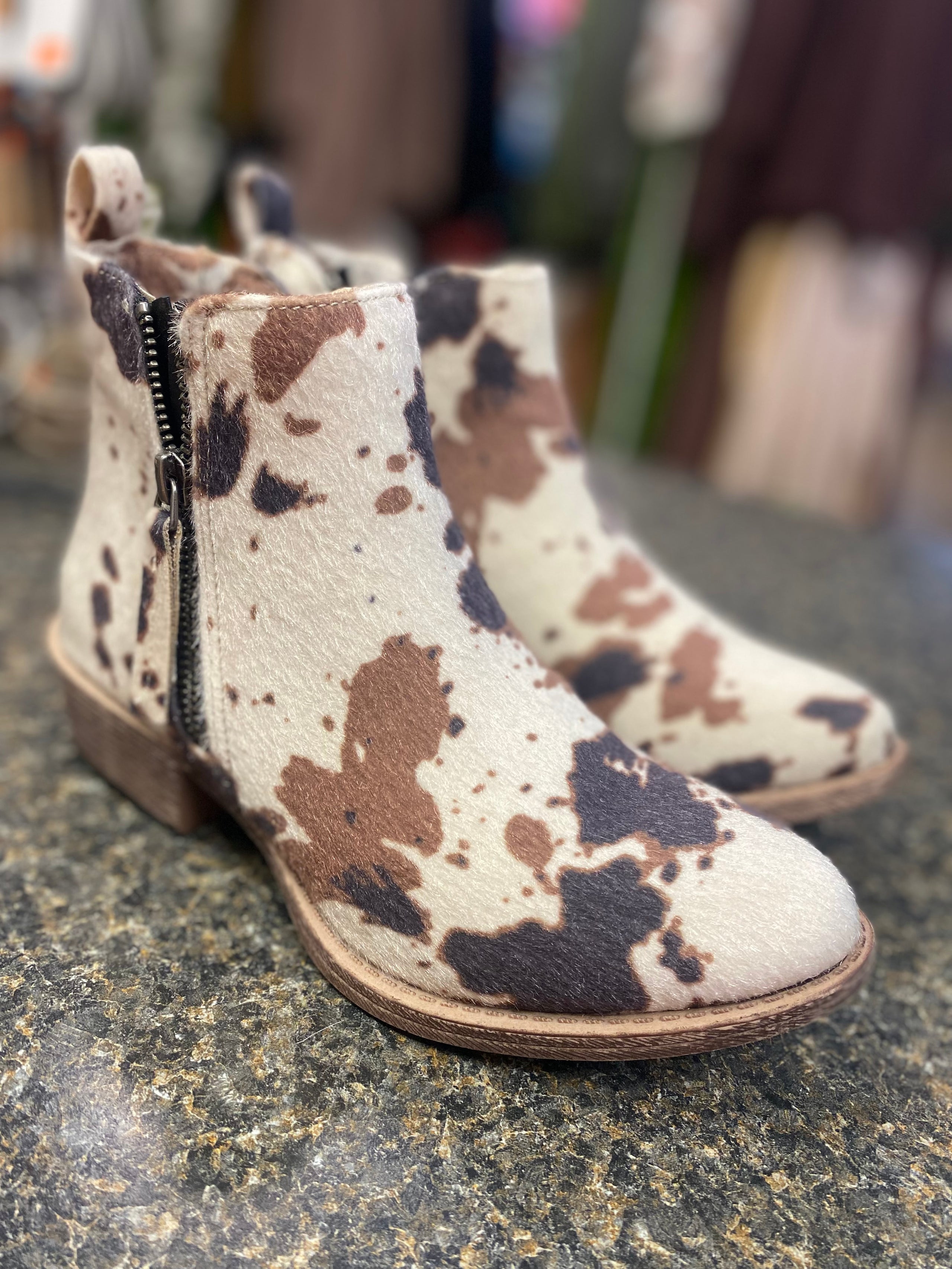 Women s Cow Print Ankle Booties Sizes 6 11