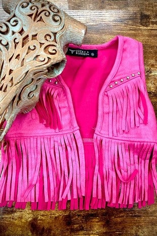 Pink fringe vest cheap