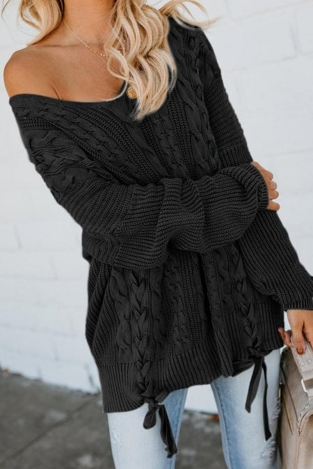 Lace up cheap chunky sweater