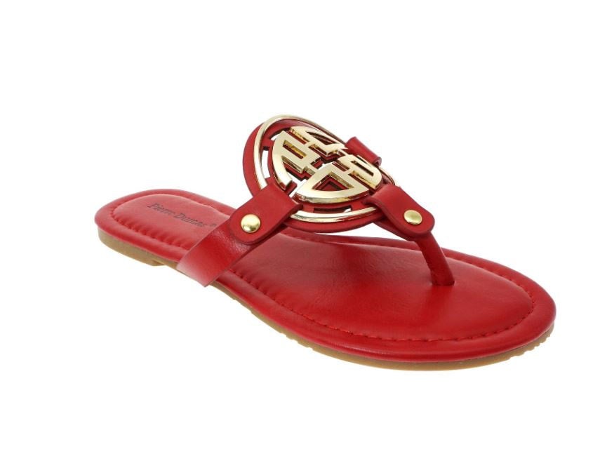 New RED GOLD DESIGNER STYLE FLIP FLOP SANDALS size 6 7.5 8 8.5